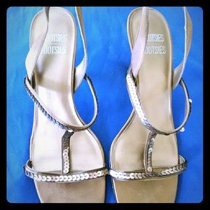 Copper Sequinned Heels by Mootsie Tootsies 9M